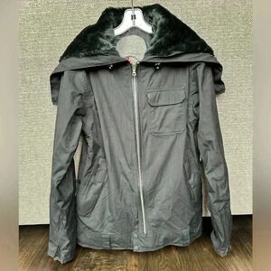 Holden Women's Black Ski Snow‎ Jacket Size Large Faux Fur Hood